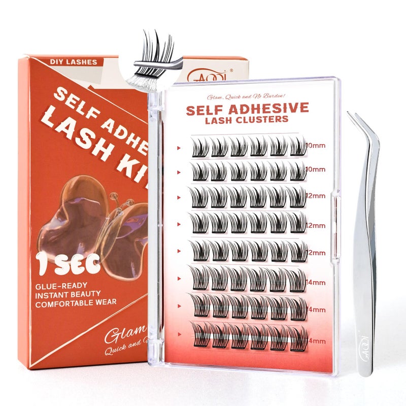 GAQQI Self Adhesive Eyelashes Lash Clusters Press on Lashes 1014mm Natural Manga Cluster Lashes Reusable No Glue Lashes C Curl NEWTECH Thin Flakes Pre Glued Eyelashes Clusters PG25